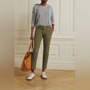 NILI LOTAN Women’s Jenna Straight Crop Twill Pants Army Green Size 8 Low Rise
